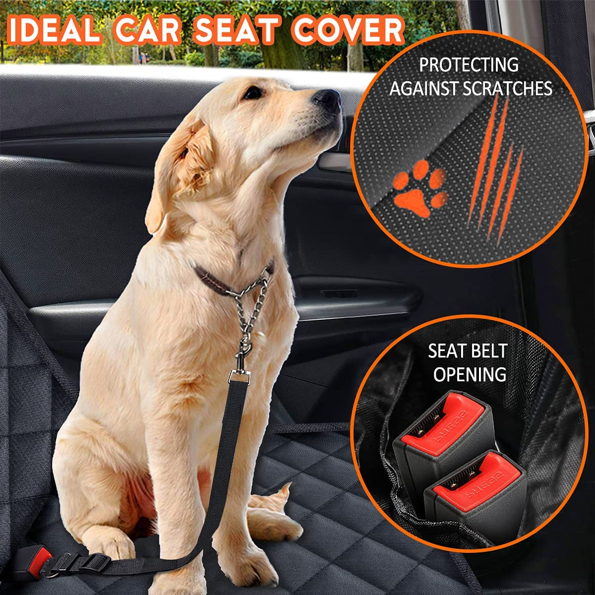Waterproof Dog Car Seat Cover – Non-Slip Back Seat Protector for Dogs